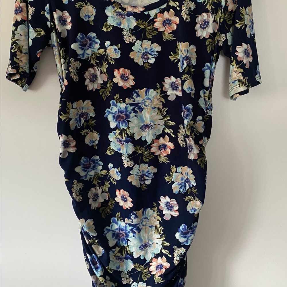 Mother Bee Maternity Navy Floral Midi Dress